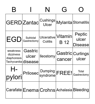 GI Bingo Card