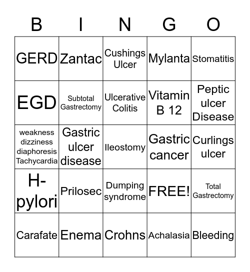 GI Bingo Card