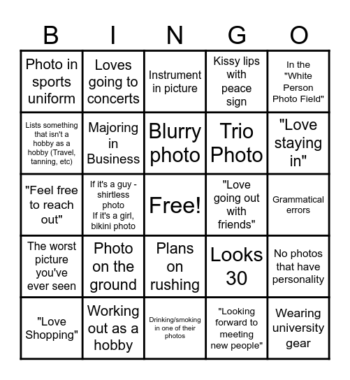 Class of 2028 Admitted Students Post bingo Card