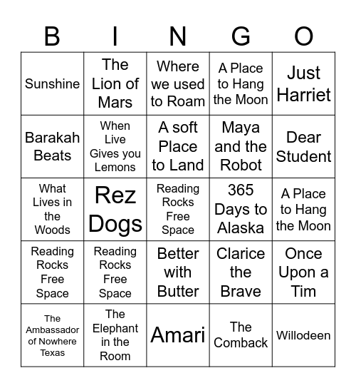 2024 Battle of the Books Bingo Card