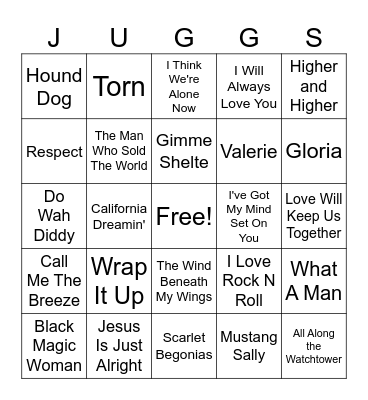 Songs Less Famous Than The Cover Bingo Card