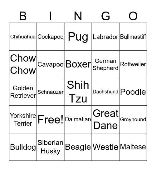 Doggy Bingo Card