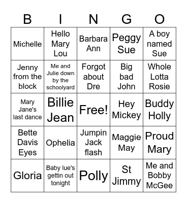 SAY MY NAME Bingo Card