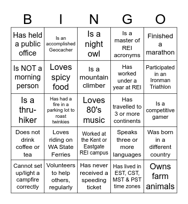 IVCS Get To Know You Bingo! Bingo Card