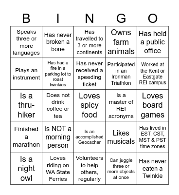 IVCS Get To Know You Bingo! Bingo Card
