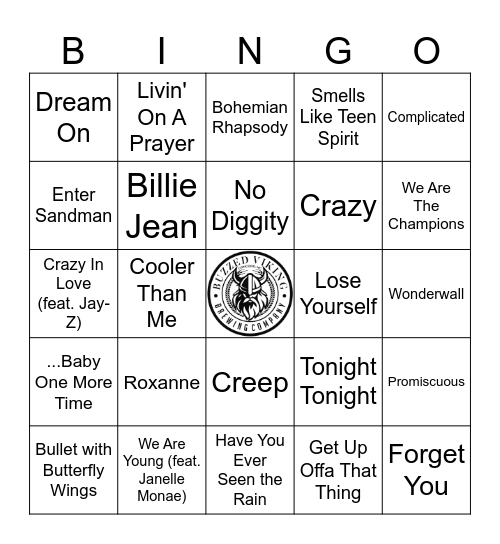 Songs to Scream! 1.0 Bingo Card