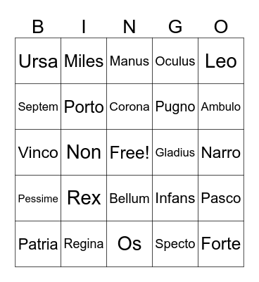 Latin review! Bingo Card