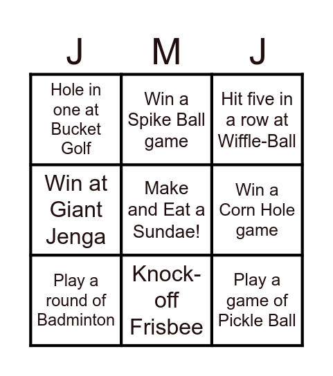 MFF Lawn Games Bingo Card