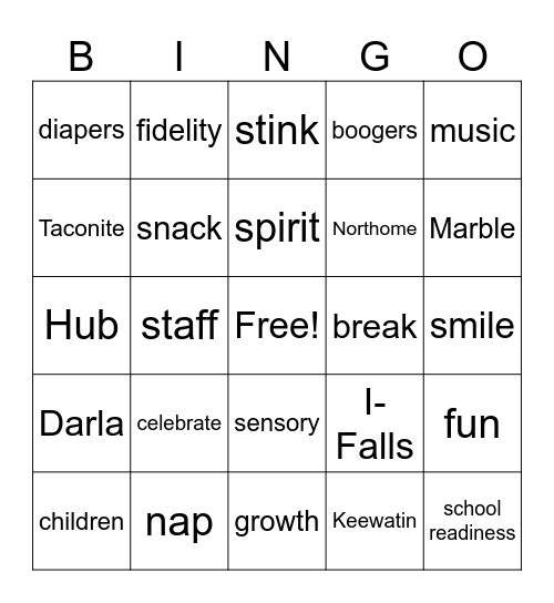 KOOTASCA Head Start Bingo Card