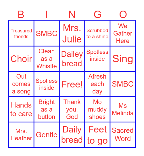 Song Bingo Card