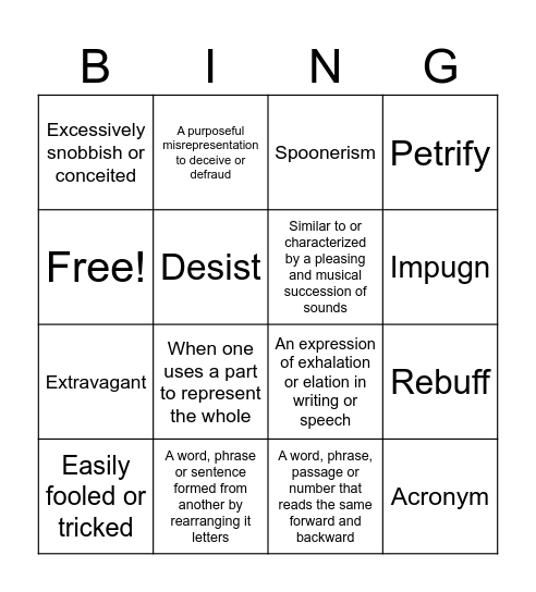 Vocab 17 Bingo Card