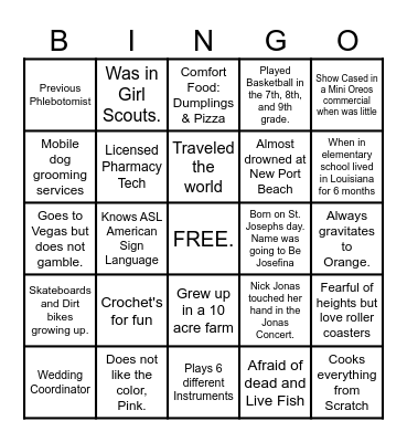 Team Building Bingo Card