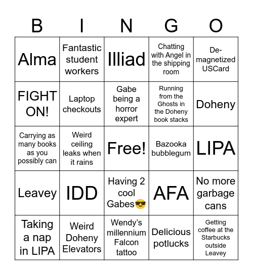 USC Library Bingo Card