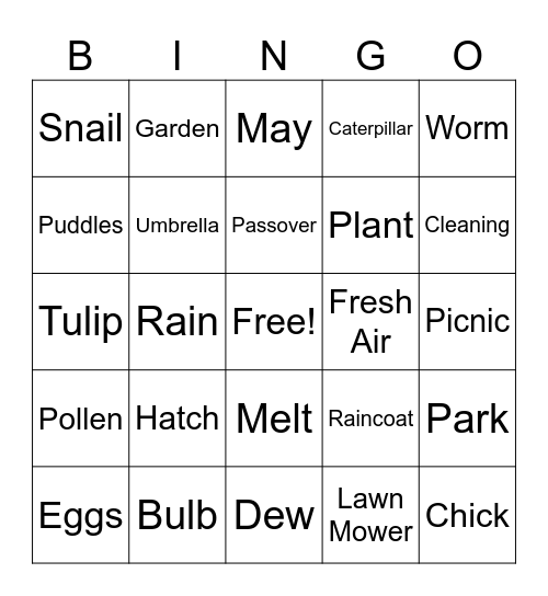 Spring Bingo Card