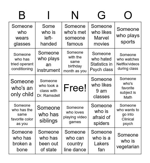 Human Bingo Card