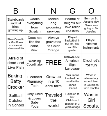 Team Building Bingo Card