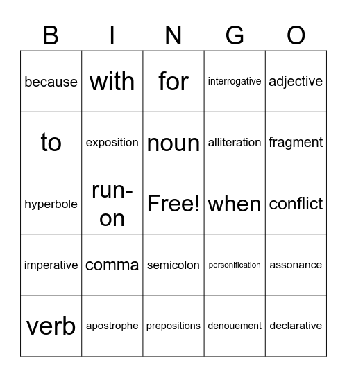 Composition Bingo Card