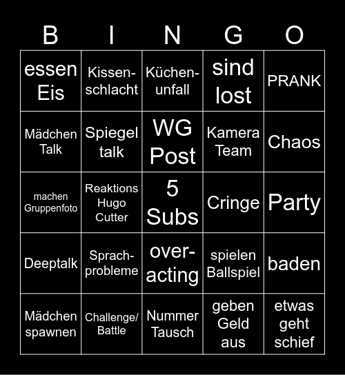 Jungs WG Bingo Card