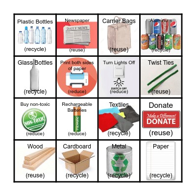 Recycle, Reuse, Reduce LOTERIA! Bingo Card