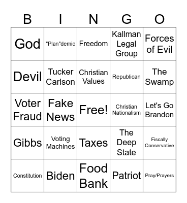 Freedom Bingo Card
