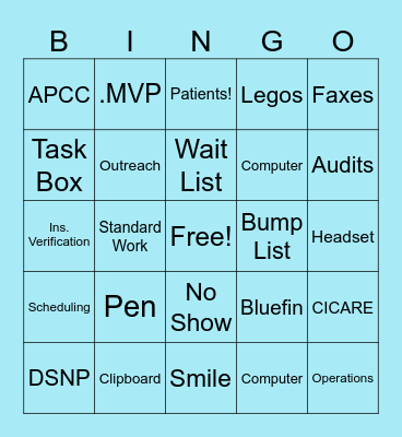 Admin Day Bingo Card
