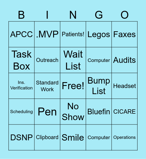 Admin Day Bingo Card