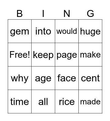 module 8 wk 4 Bingo Card