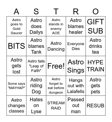 ASTROAXOL BINGO Card