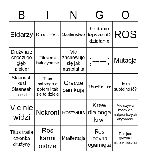 Sesje DH the bingo Card