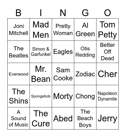 Picnics on Film, Famous Duos, and Spring Soundtrack Bingo Card