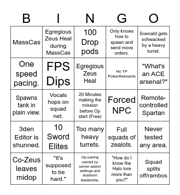 Vocals Op Bingo Card