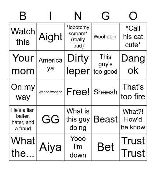 NubbNubb Bingo Card