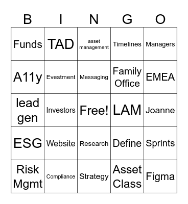 Lazard Bingo Card