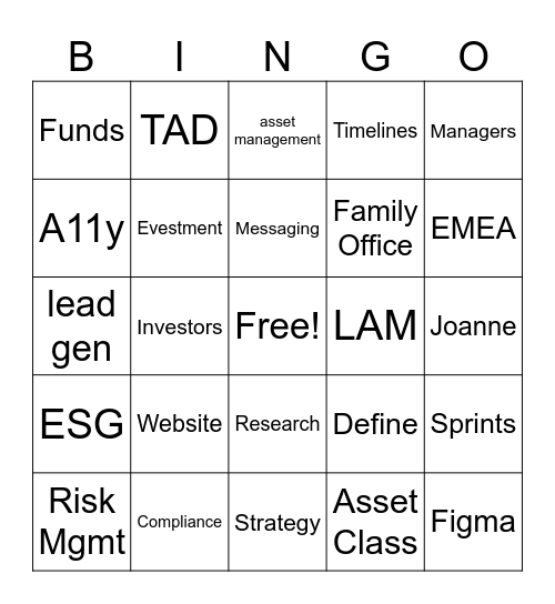 Lazard Bingo Card