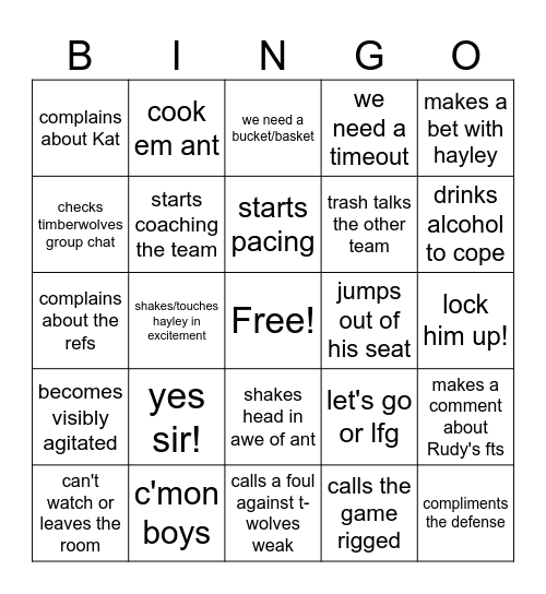 timberpuppies playoffs Bingo Card