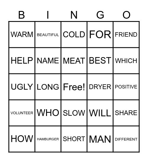 ASL BINGO Card