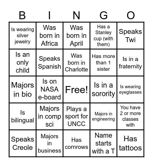 Find Someone Who... Bingo Card