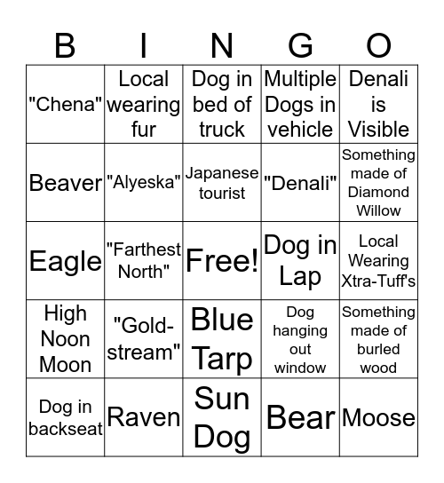 Alaskabound Bingo Card