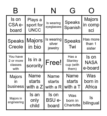 Find Someone Who Bingo Card