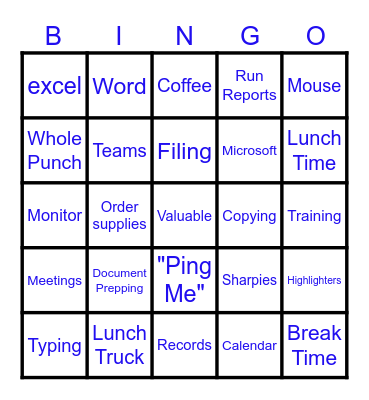 Administrative Professionals Day Bingo Card