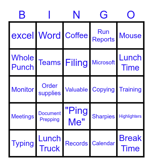 Administrative Professionals Day Bingo Card