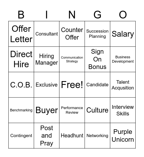 Bingo: Recruitment Style Bingo Card