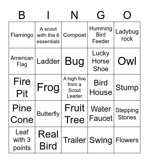 Explore the Edwards' Landscape Bingo Card