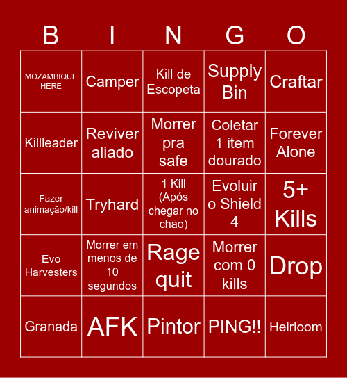 apex bing v2 Bingo Card
