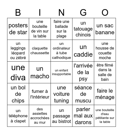 CONFESSIONS INTIMES Bingo Card