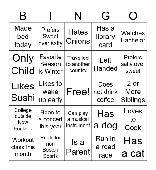 Passions Bingo Card