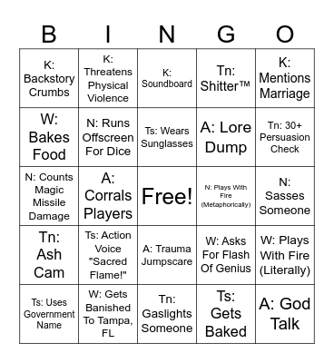 D&D Time Bingo Card
