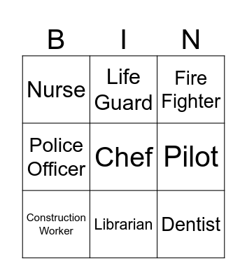 Community Helpers Bingo Card