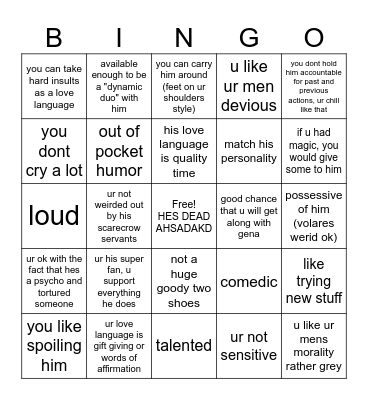 would volare date you Bingo Card