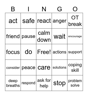 Stop. Think. Act. Bingo Card